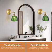 复古风格壁灯，配有可调节灯臂和郁金香玻璃灯罩 - 兼容 E26/E27 灯泡插座，硬线连接，适合床头柜或玄关处。