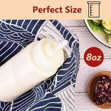 Bộ 5 chai bóp có vòi, dung tích 250ml (8oz) bằng nhựa, có vạch chia định lượng, thích hợp đựng dầu ăn, sốt BBQ, nước sốt salad, sơn, kem phủ bánh, chất lỏng, keo dán và nhiều loại khác. - trắng - Xem 3