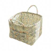 Large Capacity Fabric Storage Baskets Laundry Baskets With Easy Carry Handles Laundry Hampers - Light Green - View 2