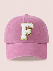 1 chiếc mũ bóng chày in 26 chữ màu hồng cho trẻ em, thích hợp cho bé trai/bé gái mặc ngoài trời hàng ngày để bảo vệ khỏi ánh nắng mặt trời - Nhãn Vàng-Màu Hồng - Xem 42