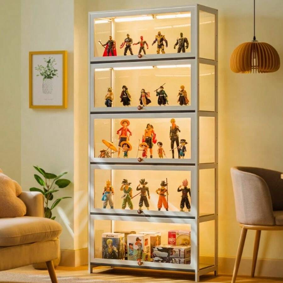 Hand-Made Display Cabinet Acrylic Display Cabinet Display Rack Non-Glass Cosmetic Shelf Home Wine Cabinet - trắng - Xem 1