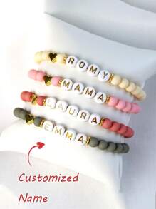 1pc Customized Name, Letter, Text Multicolor Bracelet, Vibrant Birthday Party Gift, Back To School Gift, Suitable For Teens And Youth Personal Bracelet