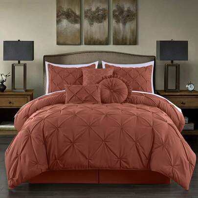 Sydney 7-Piece Elegant Lightweight Pinch Pleat Comforter With Decorative Pillows Bedding Set For All Season