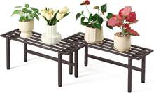 2 Pack Metal Plant Stand Outdoor Plant Shelf Indoor,1 Tier Heavy Duty Plant Stands For Multiple Plants,26" L X 10.12" H X 8.75" W,Coffee - 芥末黃 - 查看 1