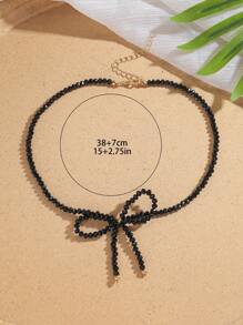 1 Peça Colar Vintage Minimalista Feminino com Pendente de Borboleta de Contas de Vidro Preto, Adequado para Meninas e Senhoras Usarem em Ocasiões como Festas, Encontros, etc.