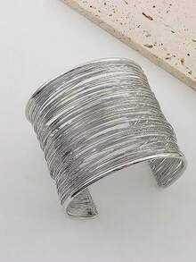 1 Piece Multi-Layer Arm Ring Open Bracelet With A High-End, Simple And Niche Style. A Fashionable, Individual And Elegant Jewelry For Women. A Unique Metal Hollow C-Shaped Adjustable Bracelet Woven In A Casual Street Style Valentine's Day Accessories - Multicolor - View 4