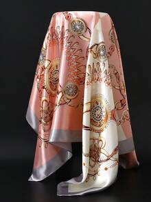 90厘米方形链条印花围巾/披肩/头巾/发饰，适合日常和节日装饰及搭配服饰。 - 多色 - 查看 8