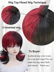 alicegarden 1 Piece Synthetic Heat-Resistant, With Bangs , In Multi Color Wigs , 16 Inches Long, Made From Fiber, Stylish Wigs, Natural And Realistic Wig(Excluding Accessories) - 彩色 - 查看 11