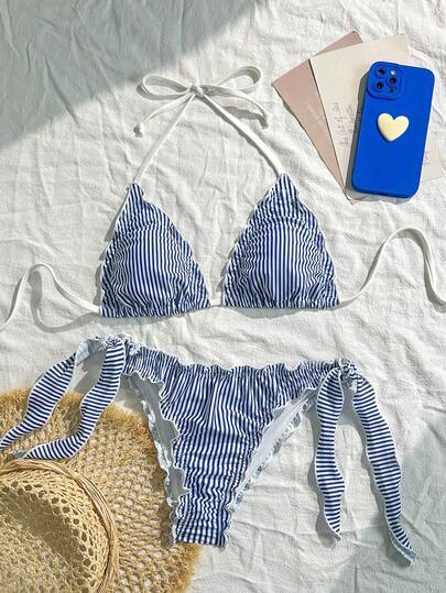 Women's Vacation Beach Casual Party Striped Print Bikini Set