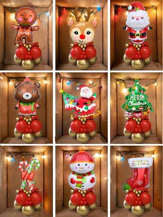 ชุด 19 ชิ้น ตกแต่งงานปาร์ตี้คริสต์มาส บอลลูน ปีใหม่ 2026 บอลลูนลาเท็กซ์สีแดงและสีทอง บอลลูนฟอยล์ขนาดใหญ่ ซานตาคลอส/ต้นคริสต์มาส/กวางเรนเดียร์/ถุงเท้าคริสต์มาส/ไม้กวาดลูกกวาด/หุ่นหิมะ เหมาะสำหรับการตกแต่งภายในในช่วงปีใหม่