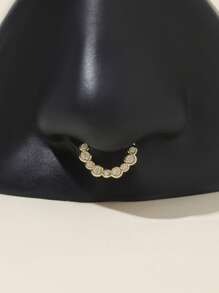 1 pièce Clip de nez réglable (pas de perçage réel) en couleur or 14 carats avec pierre ornementée, convient pour un port quotidien pour femmes