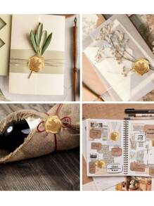 10/30/50/100 Wax Seal Stickers, Wedding Invitation Envelope Seal Stickers, Self- Adhesive Antique Gold Stickers, Perfect For Invitation, Envelopes, Gift Wrapping, Party, Christmas - Bronze - View 10