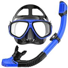JoyMaySun Schnorchelmaske, Atemschlauch-Set, Dry Top, geringes Volumen, Silikonmaske, auslaufsicher und beschlagfrei, Schnorchelmaske, Schwimmbrille für Männer und Frauen