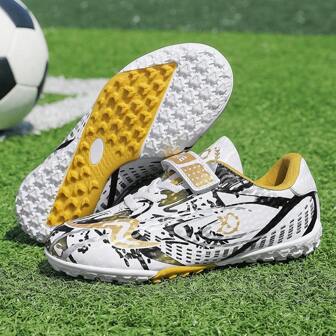Chaussures de football/soccer pour enfants, crampons pour garçons et filles étudiants pour terrain synthétique et herbe naturelle, chaussures d'entraînement de football