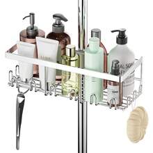 Shower Shelf Without Drilling, Stainless Steel Shower Shelf For 18 Mm-25 Mm Shower Rod, Shampoo Holder For Shower Bathroom Organizer (Silver) - Bạc - Xem 3