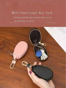 Estuche para llaves para hombres y mujeres, estuche para llaves de automóviles en general, de gran capacidad y multifuncional, bolsa de almacenamiento para llavero, simple y compacta para uso doméstico, mini cartera, monedero, cartera, llavero