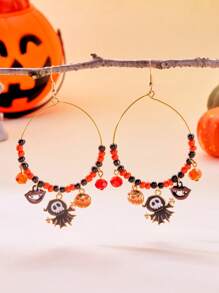 2 brincos de contas de cristal fantasma e abóbora de Halloween
