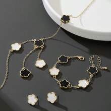 1 Set Modisch & elegant Damen Metall-Schmuckset mit 5-Blatt Klee Design, vielseitig einsetzbar