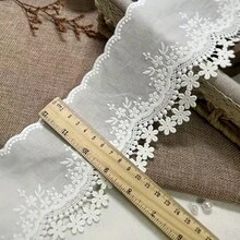 1 Yard 3D Floral Embroidered Lace Trim With Vintage Ruffle Edge, DIY For Garments, Bags, Tablecloths, Fabrics - White - View 5