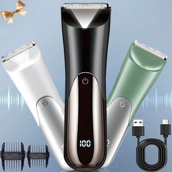 MIGUAN Afeitadora de barba y recortadora de vello corporal para hombres con 2 tapas, recortadora de vello de ingles, axilas y brazos, epiladora de uso múltiple, carga USB, batería de litio - mejor regalo para uno mismo y amigos