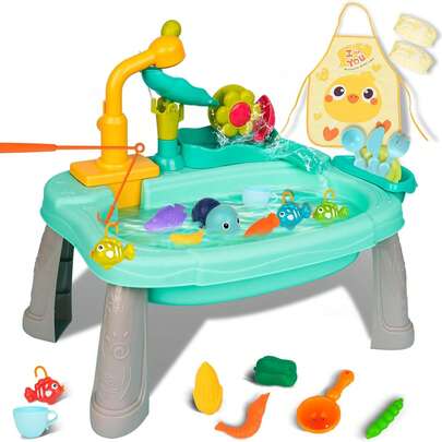 1 set mini-speelgoedgootsteen voor kinderen met stromend water, verbeterde kraan en servies, elektrische vaatwasser speelgoed, sensorische keukenspeelset voor jongens en meisjes