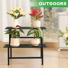 Metal Plant Stand Outdoor Plant Shelf Indoor,2 Tier Heavy Duty Ladder Plant Stands For Multiple Plants,26" L X 20.25" H X 17.75" W,Black - 黑色 - 查看 7