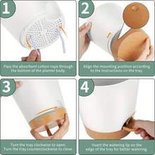 园艺花盆 2/5 件,5 英寸自浇水花盆高排水花盆适用于室内外植物,带储水托盘和浇水唇园艺花盆花园花盆 - 淺藍色 - 查看 5