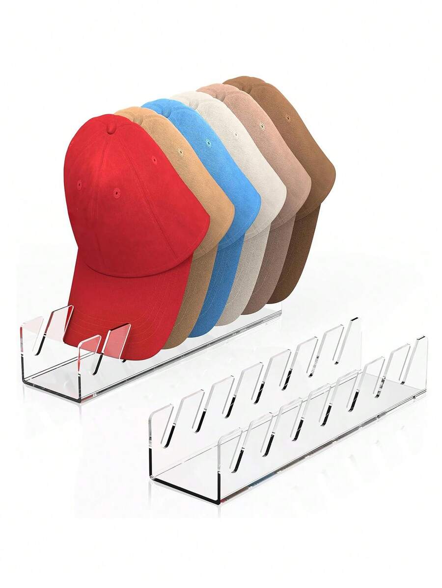 4/Pcs Acrylic Hat Storage Box Baseball Cap Rack, Can Hold 14 Baseball Caps, Hat Rack For Personal Items Display And Storage, Suitable For Bedroom, Wardrobe, Dressing Table, Office