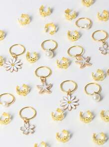 31pcs Floral Decor Hair Clips, Braided Hair Bead Hair Ties, Hair Accessories, Bracelet Bangles, Jewelry For Party Music Festival, Summer Accessories, Travel, Claw Clips, Hair Slide, Hair Claws