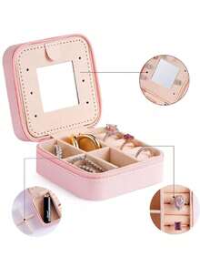 1pc Jewelry Box (A-Z Letters) Jewelry Box, Storage Box, Jewelry Organizer Box, Earring Necklace Storage Rack, Storage Box, Portable Travel Jewelry Box, Suitable For Autumn/Winter Storage, Ring Earring Necklace Storage Box, Display Stand - Suitable Gift Box For Girls And Ladies, Halloween Gift Box, Christmas Gift Box. - Pink Letters - View 8