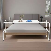 Bedtafel op wielen, in hoogte verstelbaar/breedte verstelbaar Bedtafel, Mobiel bureau met wielen Verzorgingstafel, Laptoptafel Nachtkastje Nachtkastje - Wit - Bekijken 2
