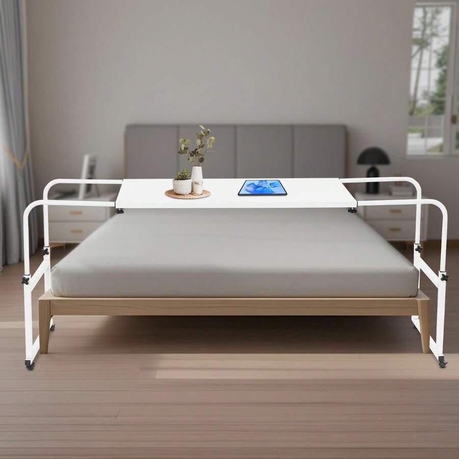 Bedtafel op wielen, in hoogte verstelbaar/breedte verstelbaar Bedtafel, Mobiel bureau met wielen Verzorgingstafel, Laptoptafel Nachtkastje Nachtkastje