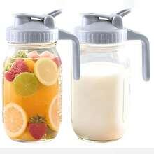 1 件 32 盎司玻璃水壶带龙头 - 厚梅森罐，用于盛放冰咖啡、果汁、茶等 - 非常适合家庭、派对和餐厅，可重复使用的饮料分配器，现代玻璃水壶 - 彩色 - 查看 1