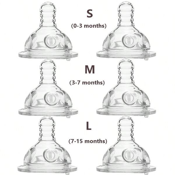 3pcs/6pcs Baby Silicone Round Hole Pacifiers, 5cm Diameter Fit For Feeding Bottles, Safe, Multi-Stage Feeding For Daily Use