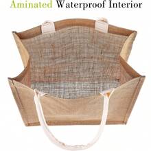 6/12Pcs Small Tote Bag With Handles - Blank Canvas For Wedding, Beach, DIY Gift - 棕色 - 查看 3