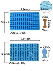 2 Different Shape Mold Sets, Cat And Dog Snack Mold, 116-Hole Mini Fish And Bone Shaped Silicone Mold For Baking Pet Treats/Cookies/Cat, Pet As A Bonus, Fish And Bone Shaped Candy/Chocolate Mold (Set Contains A Bone Shaped Silicone Mold And A Fish Shaped Silicone Mold,Total Of 2 Pieces) - Multicolor - View 5