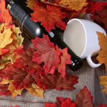 100pcs Bright Artificial Maple Leaves, 5 Autumn Colors, Lifelike Silk Garland, Party Table Decoration, Table Decoration Materials, Creative Celebration Supplies, Lightweight, Easy To Clean And Reusable, Sprinkled On The Table, Floor, Perfect For Halloween Party Decorations And Crafts, Christmas, Birthday Party Decorations Home Decor Halloween Decor Fall Decor Room Decor