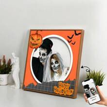 1pc Customized Halloween Photos, Upload Photos And Text For Customization, Personalized Wall Art, Perfect Gift For Birthday, Wedding, Anniversary, Birthday Classic Style, Suitable For The Decoration Of Living Rooms, Bedrooms And Corridors, It Is An Ideal Home Decoration And A Frame Is Optional, Memorable Keepsake, Home Room Decor Gifts
