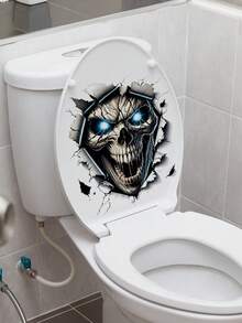 1 件 30 厘米 * 30 厘米自粘可移除 PVC 万圣节装饰马桶座贴纸，恐怖骷髅和蜘蛛图案，浴室墙壁装饰，马桶盖贴纸，浴缸艺术房间装饰家居装饰墙贴贴纸墙贴秋季装饰
