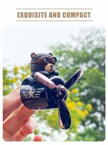 旋转汽车空气清新剂风力旋转螺旋桨酷炫趣味飞行员卡通熊狗哈士奇汽车空调出风口夹固体空气清新剂香薰扩散器飞机飞机装饰汽车仪表盘装饰风扇香薰吊坠风车出风口内饰配件男士装饰品香味清新气味 - 黑色 - 查看 11