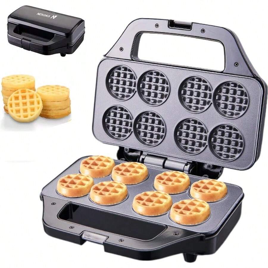 Mini Gofrera de 8 Orificios con Doble cara Antiadherente, Mini Máquina para Waffles, Compacta y Fácil de Usar, 850W de Potencia, para Hacer Waffles, Almuerzo o Aperitivos - Tipo de Enchufe A USA (110-127V) - Ver 1