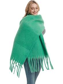 Bufanda cálida de invierno Wander Agio, pashmina larga, chales y envolturas grandes para mujeres, bufandas de manta grandes sólidas - Fruta Verde 9 - Ver 3