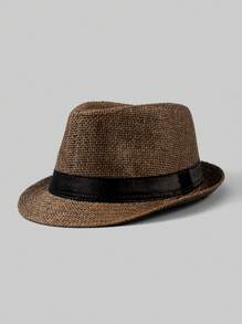 1pc Solid Color Bohemian Style Teardrop Straw Hat, Unisex Jazz Cap, Versatile For Commute & All Seasons