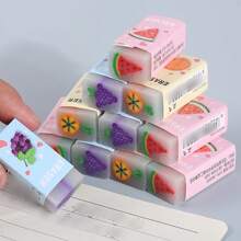 3 件可爱创意水果形橡皮擦，新奇文具学校用品，适合送给学生的完美礼物/部分配件、颜色、文字、图案、形状随机