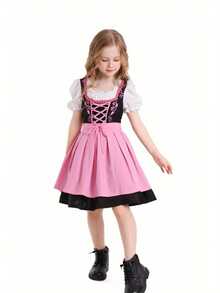 Octoberfest Costume For Girls Classic German Dirndl Dress Maid Costume For Beer Festival - Pink - View 5