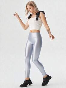leggings tipo leopardo, cintura alta - Plateado - Ver 1