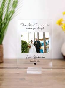 1 set Plaque avec impression photo personnalisée avec message personnalisé, cadre photo en acrylique personnalisé, cadres photo personnalisés pouvant être utilisés pour la décoration, support personnalisé pour cadres photo/cadeaux de la Saint-Valentin