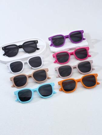 2 Pcs Children Square Frame Glasses, Minimalist & Fashionable Eyewear For Boys And Girls, Suitable For Parties, Daily Life And Outdoor Travel Accessories, Back To School