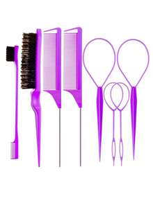 5件套三排钢针梳子，长尾眉刷，高光梳，适用于发型、化妆、盘发造型，也可作为学习用品、礼品、美发配件、头部饰品。 - 彩色 - 查看 21