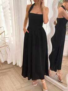 Vestido largo elegante para damas, apropiado para la primavera, el verano, citas, festivales de música, el Día de la Madre, Pascua, con cuello colgante